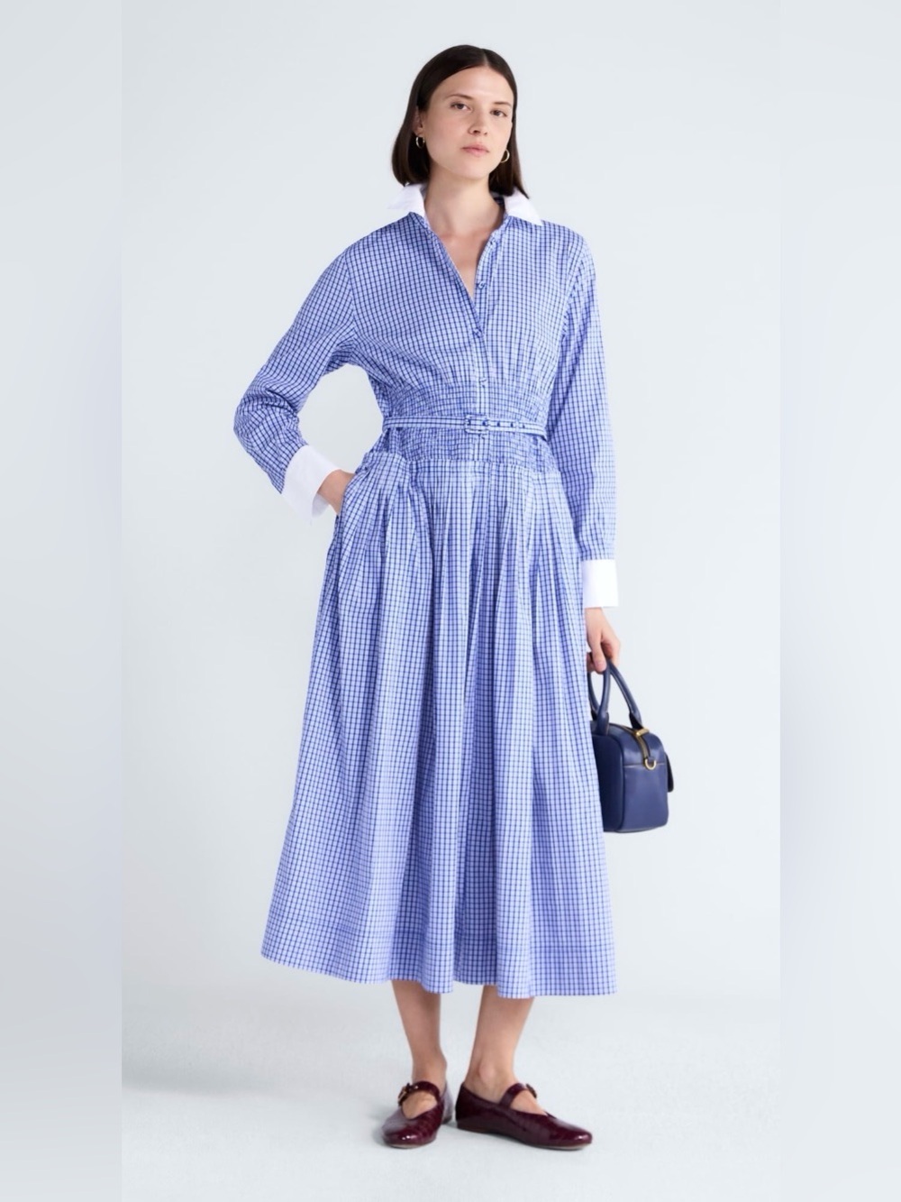 Free Assembly Women’s Smocked Gingham Shirtdress